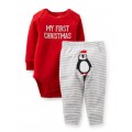 My First Christmas Red Bodysuit and Pant Set 